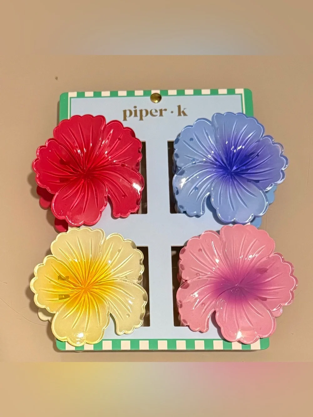Piper K Colorful Flower Hair Clips Set of 4